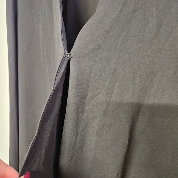 Nine Britton Black Long Sleeve Blouse Size M Scalloped Neckline Mature Office - Picture 6 of 9